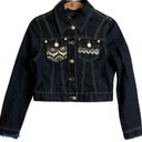 COOGI  Embroidered Crop Denim Jacket Size Medium Photo 0