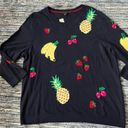 Talbots  NWT All Over Fruit Embroidered Sweater Cotton Blend Sz XL Photo 5