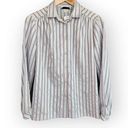 American Vintage Vintage The Wardrobe Builder White Silver Red Striped Button Down Shirt L Photo 0