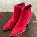 Sam Edelman  Red Nubuck Western Booties Size 10 Photo 0