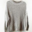 American Eagle Crewneck Pullover Chunky Ribbed Sweater Gray Medium Photo 4