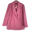 Talbots  Double Knit Long Blazer Jacket Double Breasted Pink Size 14W Photo 0