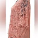 Absolutely Famous  💓LADIES XL💓PINK LACE TOP TUNIC SHORT SLEEVED SEMI SHEER Photo 8