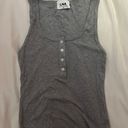 LNA Grey Cut Off Button Up Ribbed Tank Photo 1