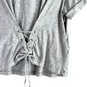 Joie  Lizeth Lace Up Corset Front Short Sleeve Top in Heather Grey 100% Cotton, M Photo 5