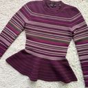 Ted Baker London Purple Stripe Peplum Blouse Sweater Photo 6