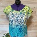 American Eagle  Outfitters Women’s Large Neon Green Blue Backless Print Top Shirt Photo 0