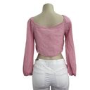 Zaful  Womens Small Pink Tie Front Long Sleeve Cropped Top New NWT Beach Travel Photo 2