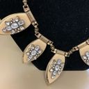 Edge Vintage   Stone Statement Necklace Rhinestones Beige Leaf Photo 1