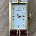 Seiko  Luxury Vintage Ladies Watch Two-Tone Bracelet White Rectangular Dial Photo 0