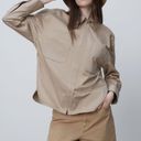 ZARA NWT  nude neutral zippered shirt with patch pockets women's size small Photo 8