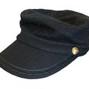 Juicy Couture  Military Cadet Newsboy Hat Cap Black Wool Gold Button y2k Photo 0