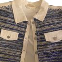 Ramy Brook  Barry Button-Front Denim & Tweed Frayed Edge Denim Jacket Size Large Photo 3