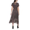 Kensie  Black and Bronze Metallic Smocked Midi Dress Photo 1