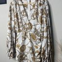 Bronx and Banco Dress Mini Chain Printed Ruche Dress White w Gold Size XS Photo 1