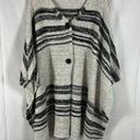 BCBGMAXAZRIA BCBGMaxAzaria Women’s Poncho Sweater Top Acrylic Gray & Black Stripes Size S/M Photo 0