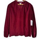 Time And Tru NWT Women’s  Long Sleeve Rich Red Corduroy Split Neck Top Size XL Photo 0