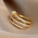 18K Gold Plated Adjustable Multilayer Nails Ring for Women Size 5 Photo 1