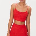 Pretty Little Thing Red Faux Suede Two Piece Skirt Set Photo 0