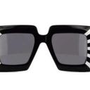 Loewe  Women's Black White Anagram Stripe Square Sunglasses Oversized Gold Logo Photo 2