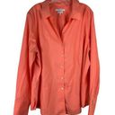 Foxcroft  Heritage Non-Iron Button Up Shirt Womens 20W Fitted Orange Long Sleeve Photo 0