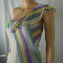 Tracy Reese  One Shoulder Ruffle Silk Crepe Sleeveless Abstract Blouse Tank Top Photo 1