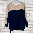 Karina Grimaldi  Silk Colorblock Cream and Navy Blouse Size XS Photo 3