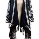 Chico's Chico’s Aztec print open front fringed cardigan front Black White  size XL Photo 0