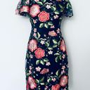 Trina Turk Trina  Navy Blue Floral Embroidery Cocktail Dress Photo 0