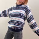 Vintage 1980s/90s Blue Fair Isle Grandmacore Chunky Pullover Sweater Size M Photo 6