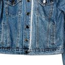 Haute Monde  Women's Denim Jacket, Faux Fur Hood Open Front Button Closure S NWOT Photo 3