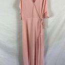 Lush Clothing Lush Cold Shoulder Wrap Ruffle Tie Front Maxi Dress Pink Size Medium Photo 0