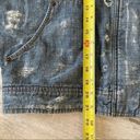 Free People  Distressed Denim Bomber Jean Jacket  Small Zip and Snap Up Front Photo 5