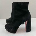 Christian Louboutin  Movida Black Suede Platform Block Heel Ankle Boots 38/US 8 Photo 2