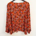 Jason Wu J  Long Sleeve Foil Print Woven Blouse w/ Lace Trim Size 2X Orange Red Photo 5