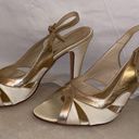 Bebe Italian Leather Gold Heels Photo 1