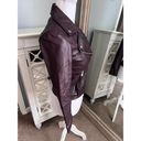 ALLSAINTS  Dalby Biker Jacket in Lamb Leather in Deep Berry NWOT Size 0 Photo 3