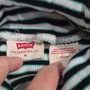 Levi's  Black White Stripe Turtleneck Crop Ribbed Knit Women's Blouse Size Medium Photo 3