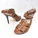 Stuart Weitzman  Arriba Huarache Strappy Sandal, Saddle Genuine Leather Size 6 Photo 2