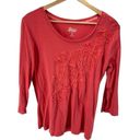 Krass&co G.H Bass & . Women’s Cotton Textured Flower 3/4 Sleeve Top Pink Size Medium Photo 2