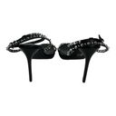 DKNY Black Leather Studded Stiletto Heel Minimalist Ankle Strap Sandal  Dacia Photo 7