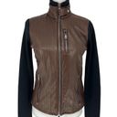 Ralph Lauren  Black Label Leather & Cashmere Color block Moto Jacket Photo 4