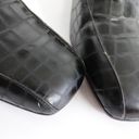 Via Spiga  90s Vintage Black Croc-Embossed Square Toe Leather Heeled Loafers Photo 4