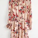 Joie  Nour Floral Ruffle V Neck Long Sleeves Pink Silk Mini Dress Size XS Photo 5