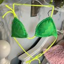 OP Lime Green Crochet Bikini Triangle Neon Yellow Straps Womens Small New Photo 4