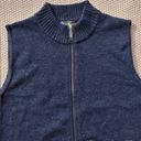 Woolrich  Women’s Vest Dark Indigo LambsWool Embroidered Bear Fish Sz Medium Photo 2