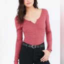 Urban Outfitters NWT  Nattie Notch Neck Striped Bodysuit in Pink/Black Size S Photo 0