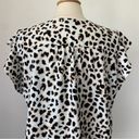 Cynthia Steffe White Animal Print Ruffle Short Sleeve V-Neck Chiffon Blouse Photo 5