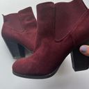 Call it spring Burgundy Vegan Suede Booties Round Toe Block Heel Chelsea Boots Red Size 7 Photo 1