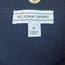 St. John  Sport Navy Blouse Shirt Top w/ Metal Grommet Classic Size Medium Womens Photo 8